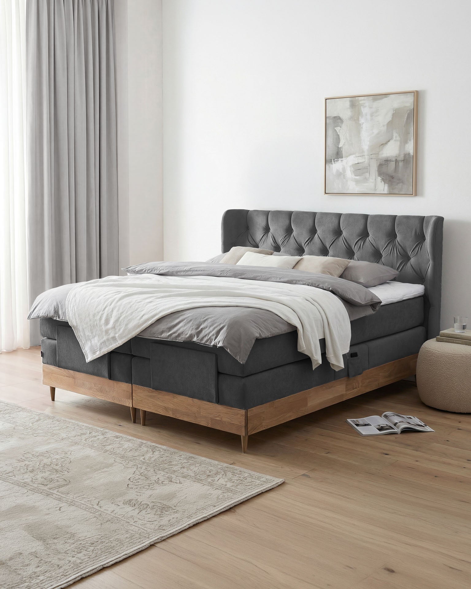 [SKU:EON-160EC-ANT-H2,EON-180EC-ANT-H2] Boxspringbett 180x200 160x200 Bett Bettkasten Polsterbett Doppelbett Motorbett Bett elektrisch verstellbar Bett mit Motor