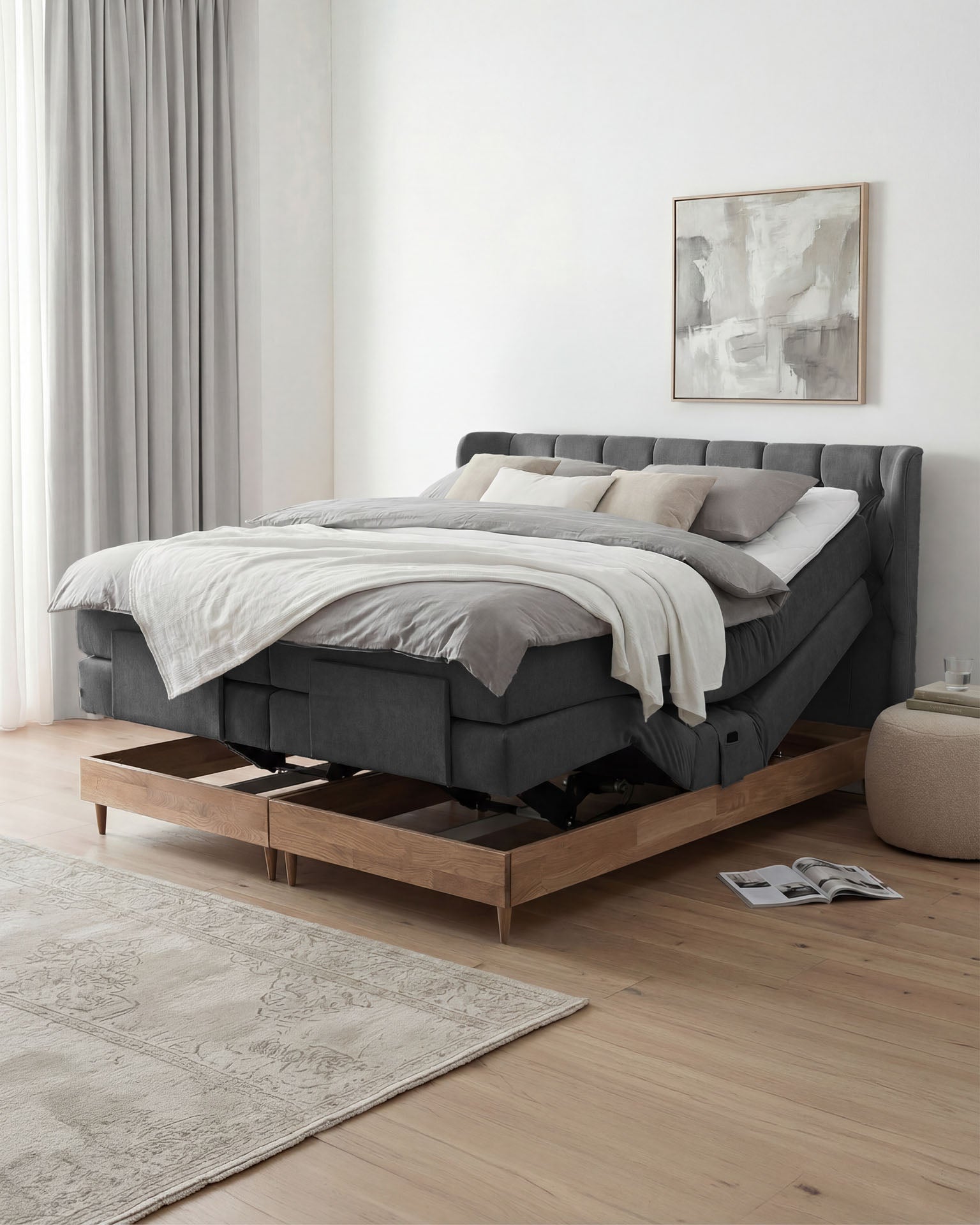 [SKU:EON-160EC-ANT-H2,EON-180EC-ANT-H2] Boxspringbett 180x200 160x200 Bett Bettkasten Polsterbett Doppelbett Motorbett Bett elektrisch verstellbar Bett mit Motor