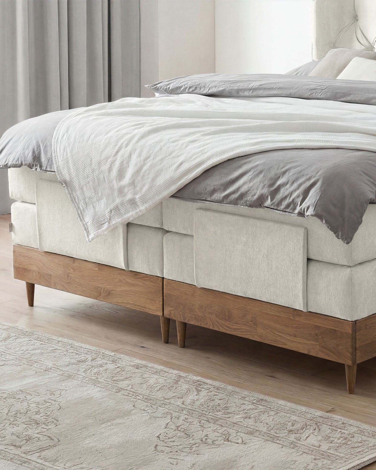 [SKU:EON-160EC-BEI-H2,EON-180EC-BEI-H2] Boxspringbett 180x200 160x200 Bett Bettkasten Polsterbett Doppelbett Motorbett Bett elektrisch verstellbar Bett mit Motor