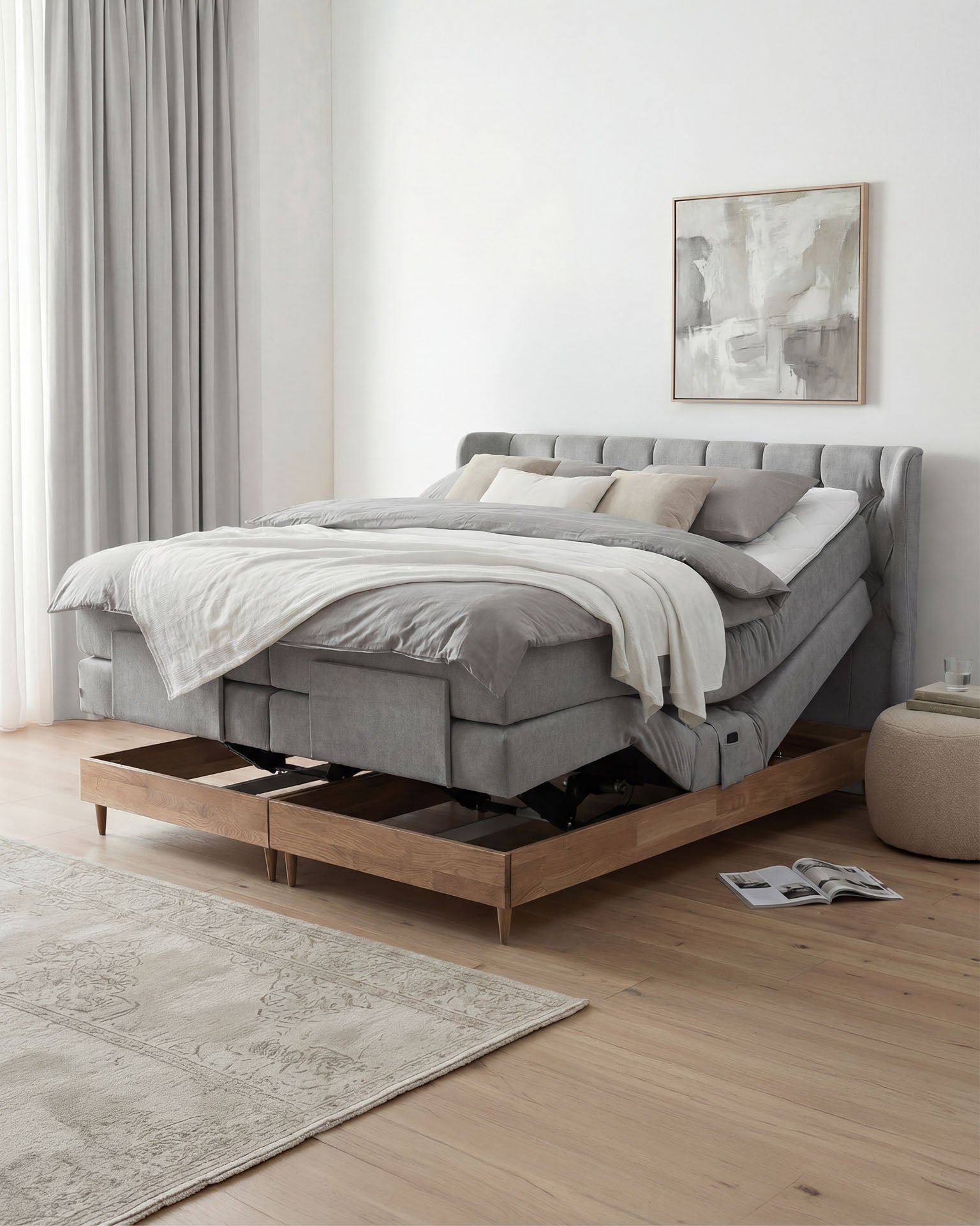 [SKU:EON-160EC-HLG-H2,EON-180EC-HLG-H2] Boxspringbett 180x200 160x200 Bett Bettkasten Polsterbett Doppelbett Motorbett Bett elektrisch verstellbar Bett mit Motor