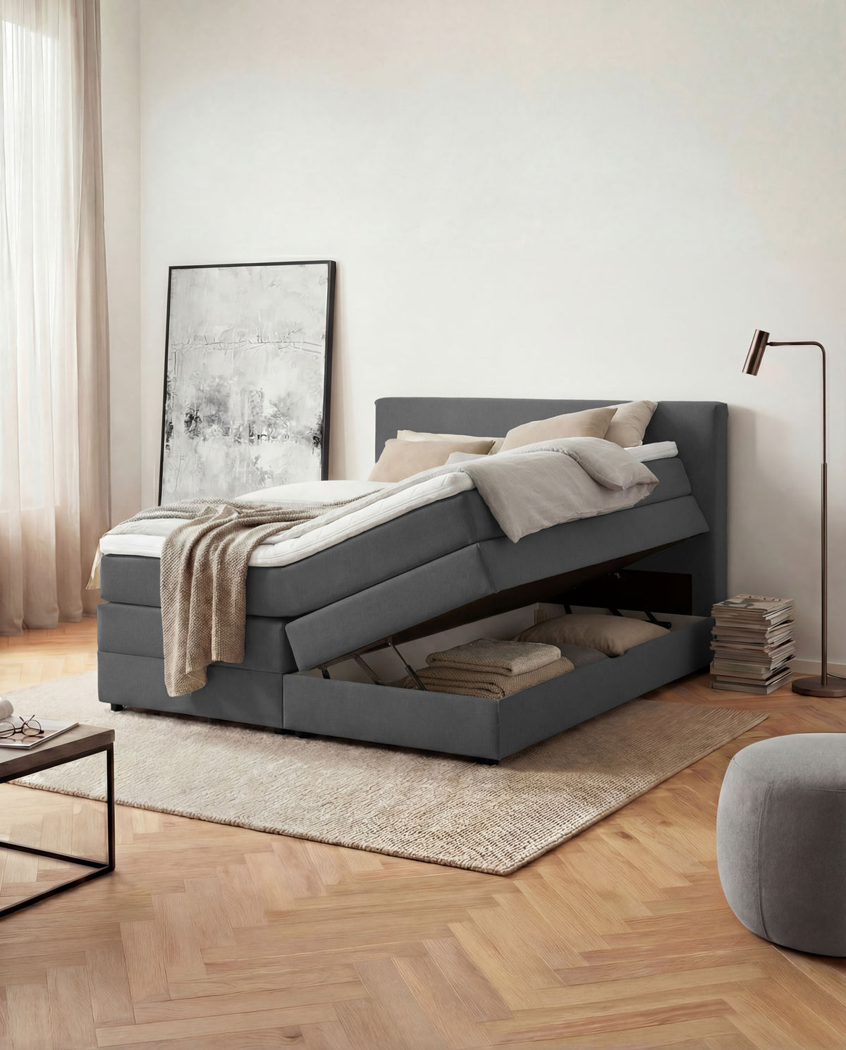 Mono Boxspringbett 180x200 – Mit Stauraum & Topper