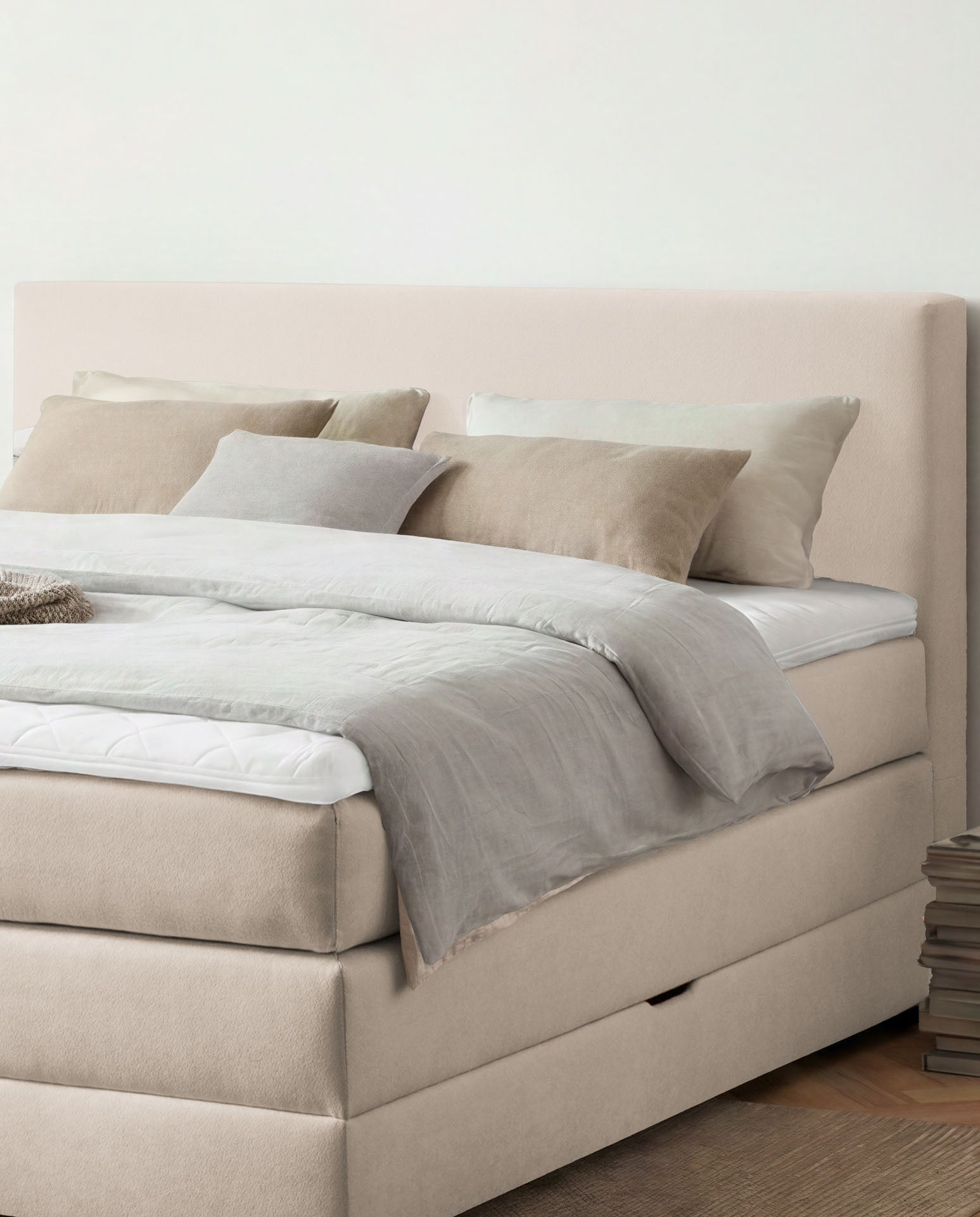 [SKU:LOFT-160-BEI,LOFT-180-BEI] Boxspringbett 180x200 160x200 Bett Bettkasten Polsterbett Doppelbett Motorbett Bett elektrisch verstellbar Bett mit Motor