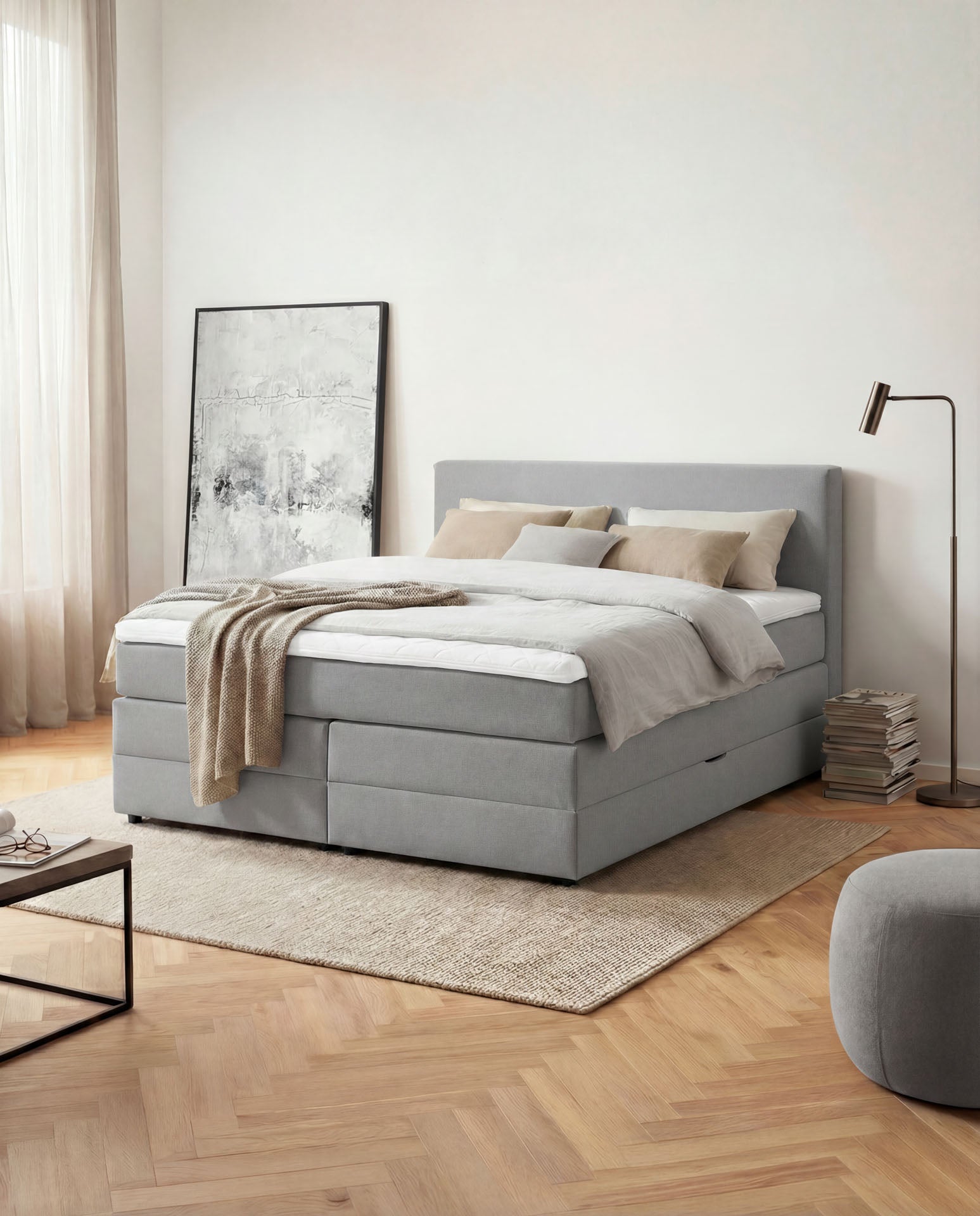 [SKU:LOFT-160-HLG,LOFT-180-HLG] Boxspringbett 180x200 160x200 Bett Bettkasten Polsterbett Doppelbett Motorbett Bett elektrisch verstellbar Bett mit Motor