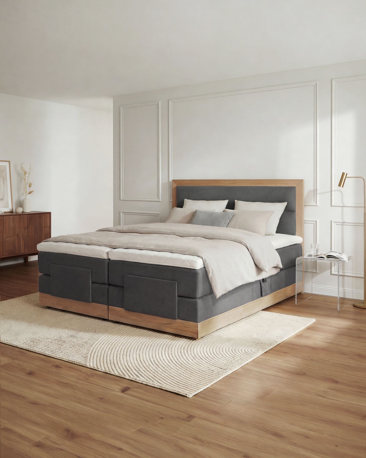 [SKU:MODELA-160-ANT,MODELA-180-ANT] Boxspringbett 180x200 160x200 Bett Bettkasten Polsterbett Doppelbett Motorbett Bett elektrisch verstellbar Bett mit Motor
