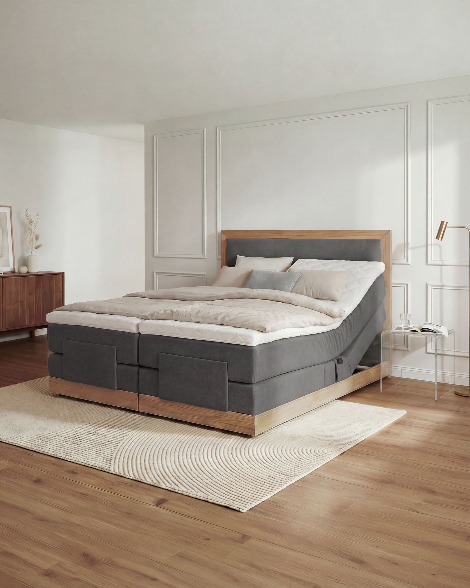 [SKU:MODELA-160-ANT,MODELA-180-ANT] Boxspringbett 180x200 160x200 Bett Bettkasten Polsterbett Doppelbett Motorbett Bett elektrisch verstellbar Bett mit Motor