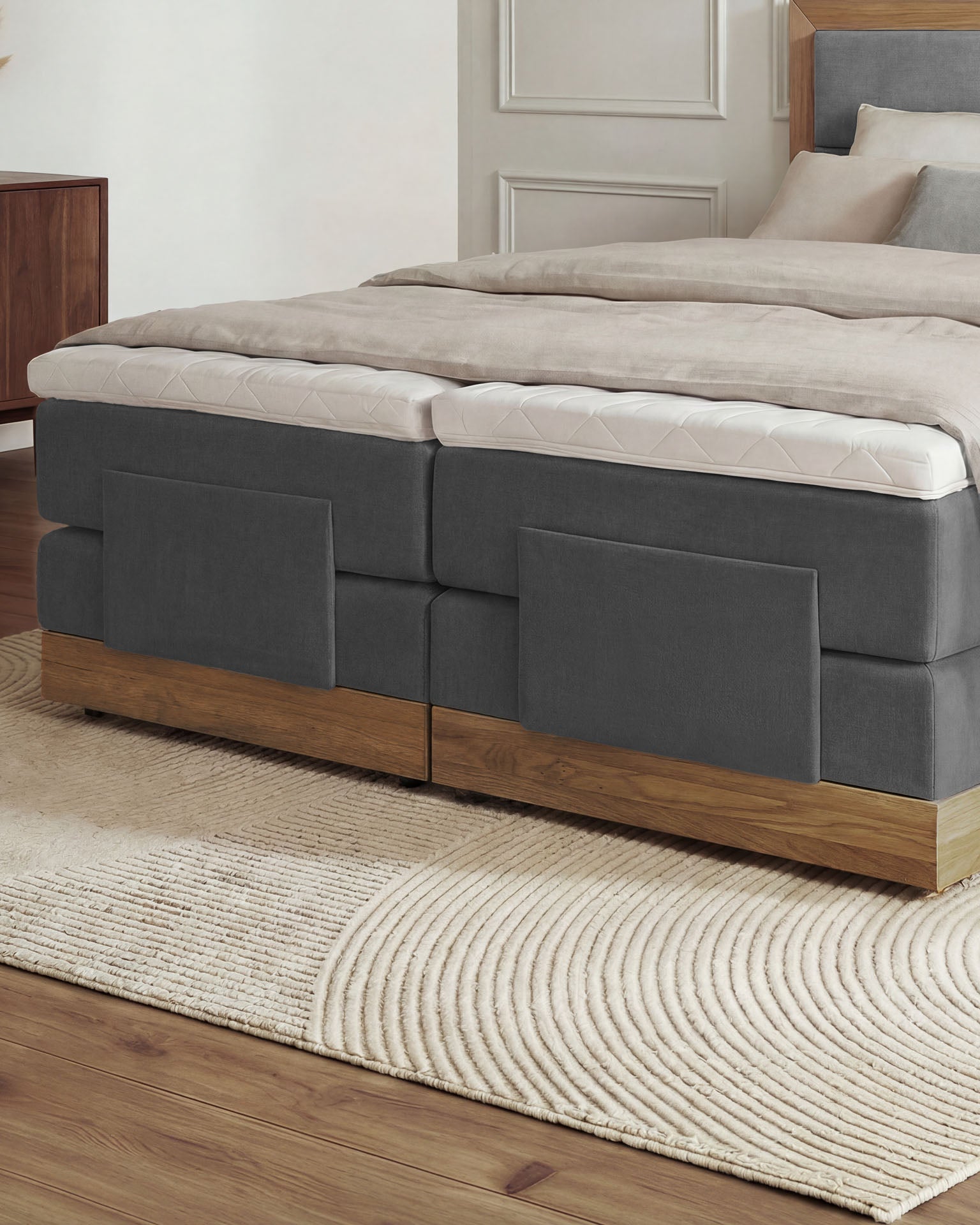 [SKU:MODELA-160-ANT,MODELA-180-ANT] Boxspringbett 180x200 160x200 Bett Bettkasten Polsterbett Doppelbett Motorbett Bett elektrisch verstellbar Bett mit Motor
