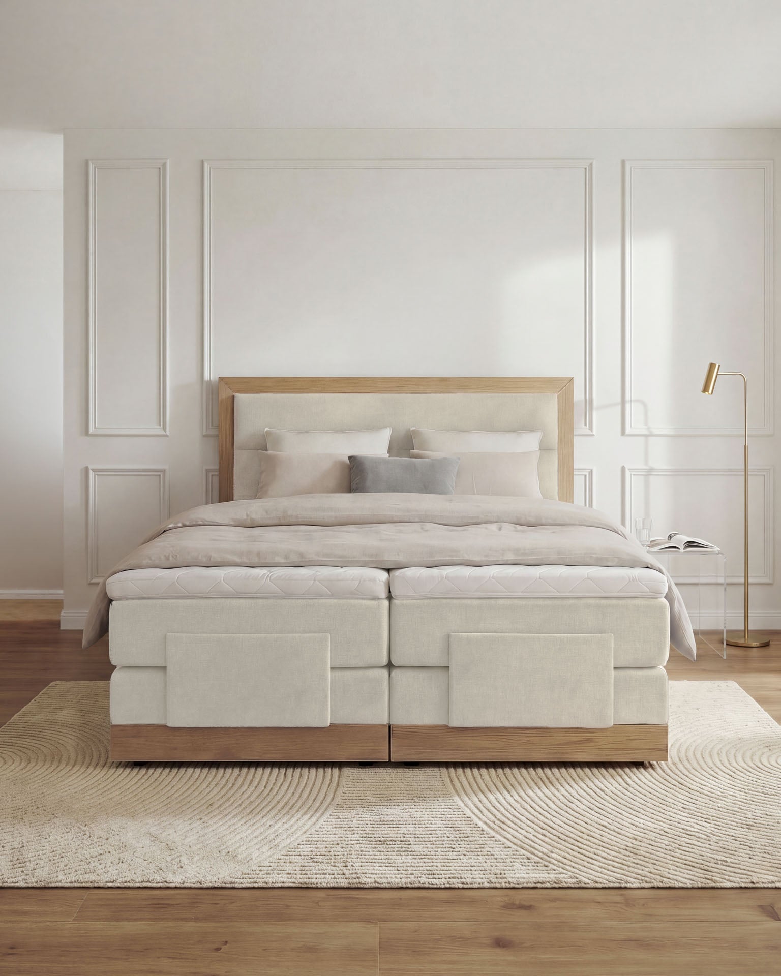 [SKU:MODELA-160-BEI,MODELA-180-BEI] Boxspringbett 180x200 160x200 Bett Bettkasten Polsterbett Doppelbett Motorbett Bett elektrisch verstellbar Bett mit Motor