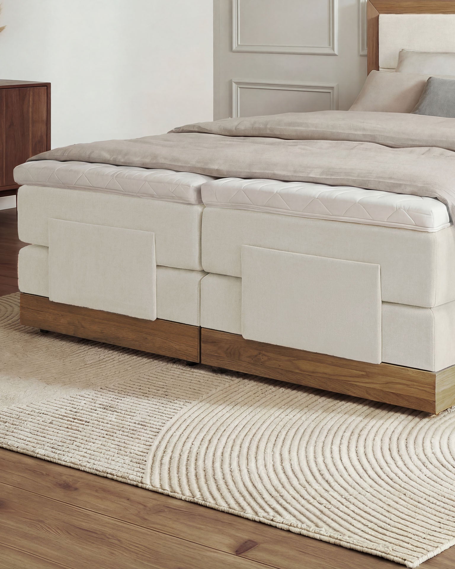 [SKU:MODELA-160-BEI,MODELA-180-BEI] Boxspringbett 180x200 160x200 Bett Bettkasten Polsterbett Doppelbett Motorbett Bett elektrisch verstellbar Bett mit Motor