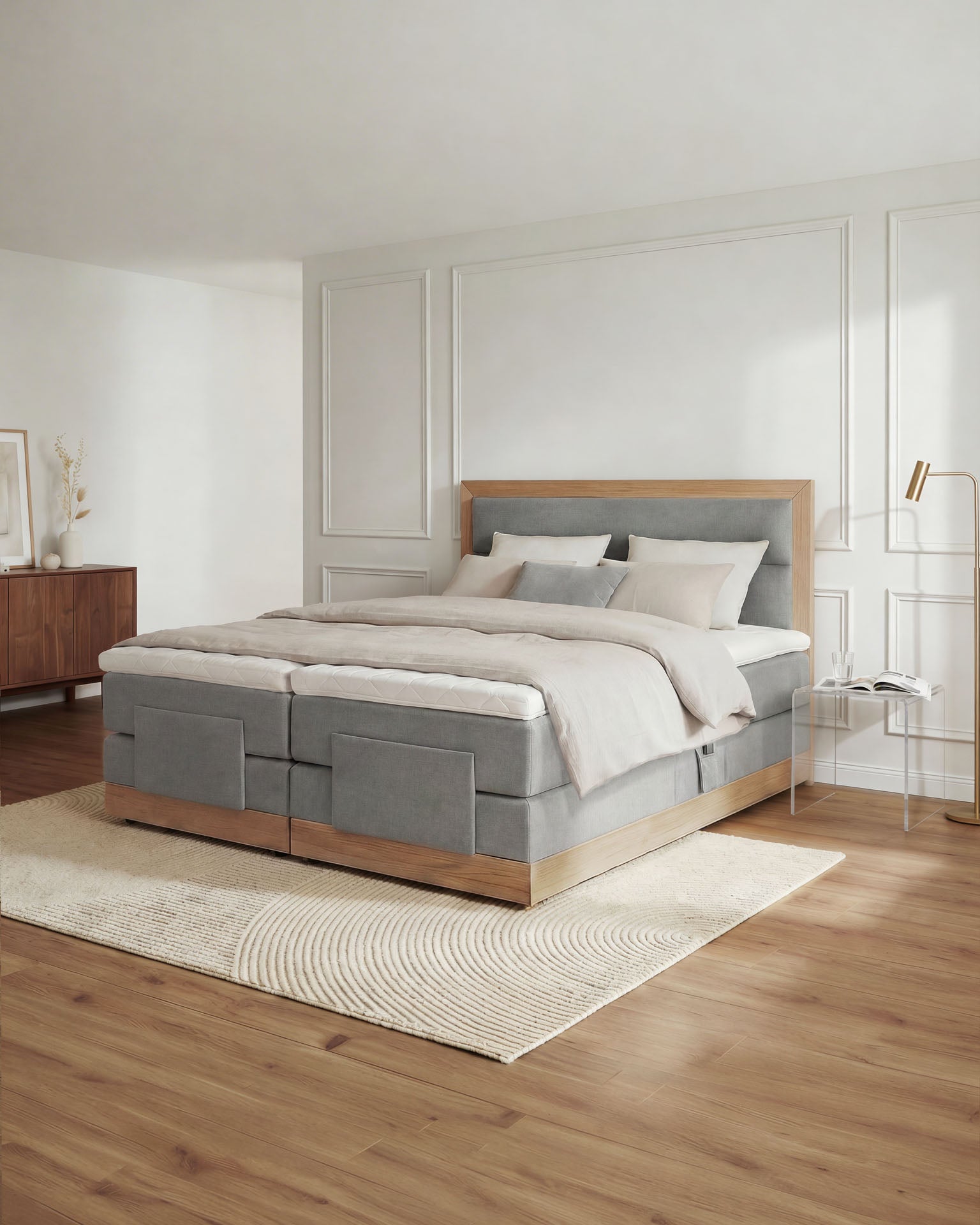 [SKU:MODELA-160-HLG,MODELA-180-HLG] Boxspringbett 180x200 160x200 Bett Bettkasten Polsterbett Doppelbett Motorbett Bett elektrisch verstellbar Bett mit Motor