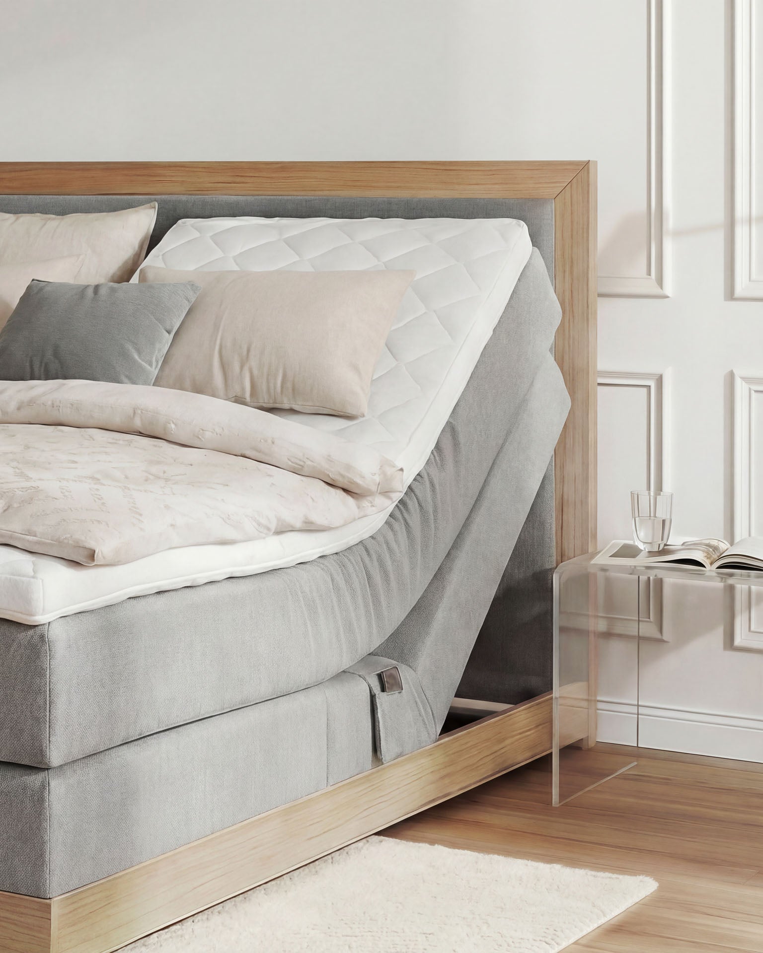 [SKU:MODELA-160-HLG,MODELA-180-HLG] Boxspringbett 180x200 160x200 Bett Bettkasten Polsterbett Doppelbett Motorbett Bett elektrisch verstellbar Bett mit Motor