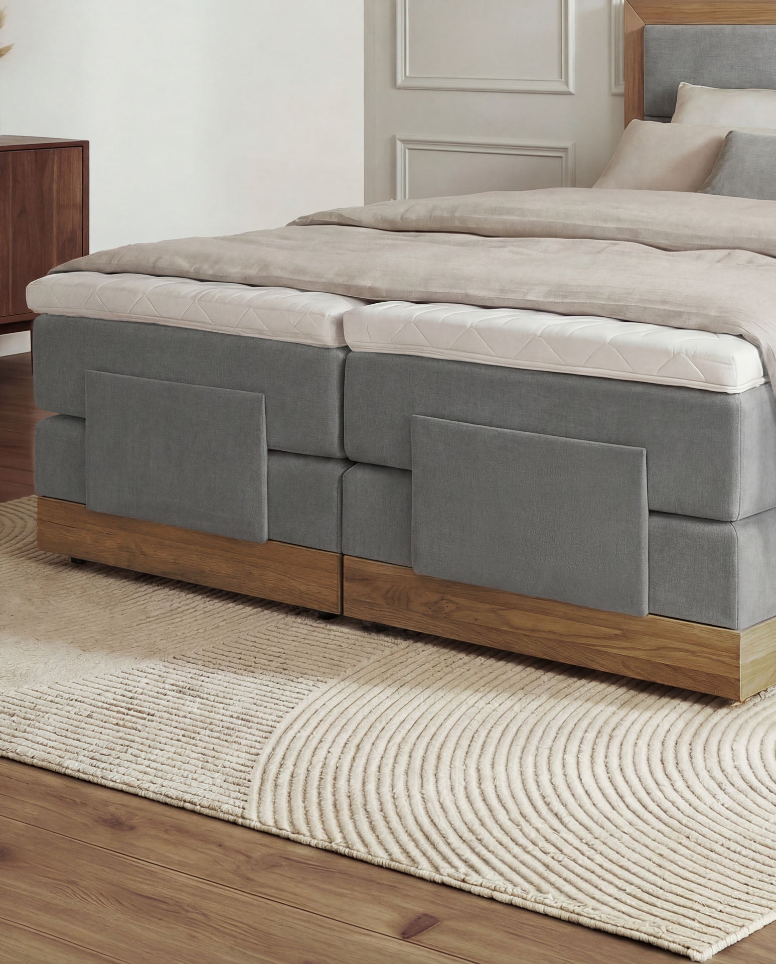 [SKU:MODELA-160-HLG,MODELA-180-HLG] Boxspringbett 180x200 160x200 Bett Bettkasten Polsterbett Doppelbett Motorbett Bett elektrisch verstellbar Bett mit Motor