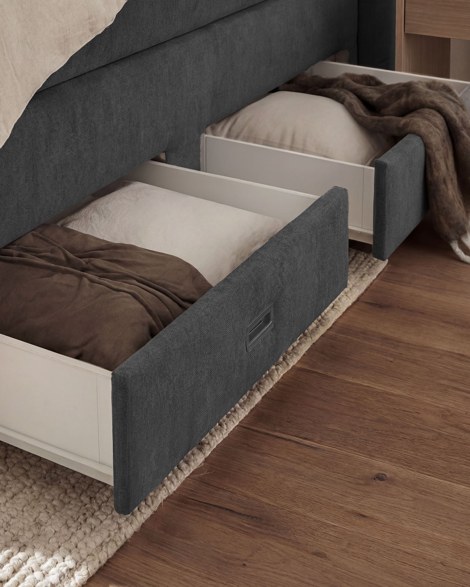 [SKU:LARA-160-DKGR,LARA-180-DKGR] Boxspringbett 180x200 160x200 Bett Bettkasten Polsterbett Doppelbett Motorbett Bett elektrisch verstellbar Bett mit Motor