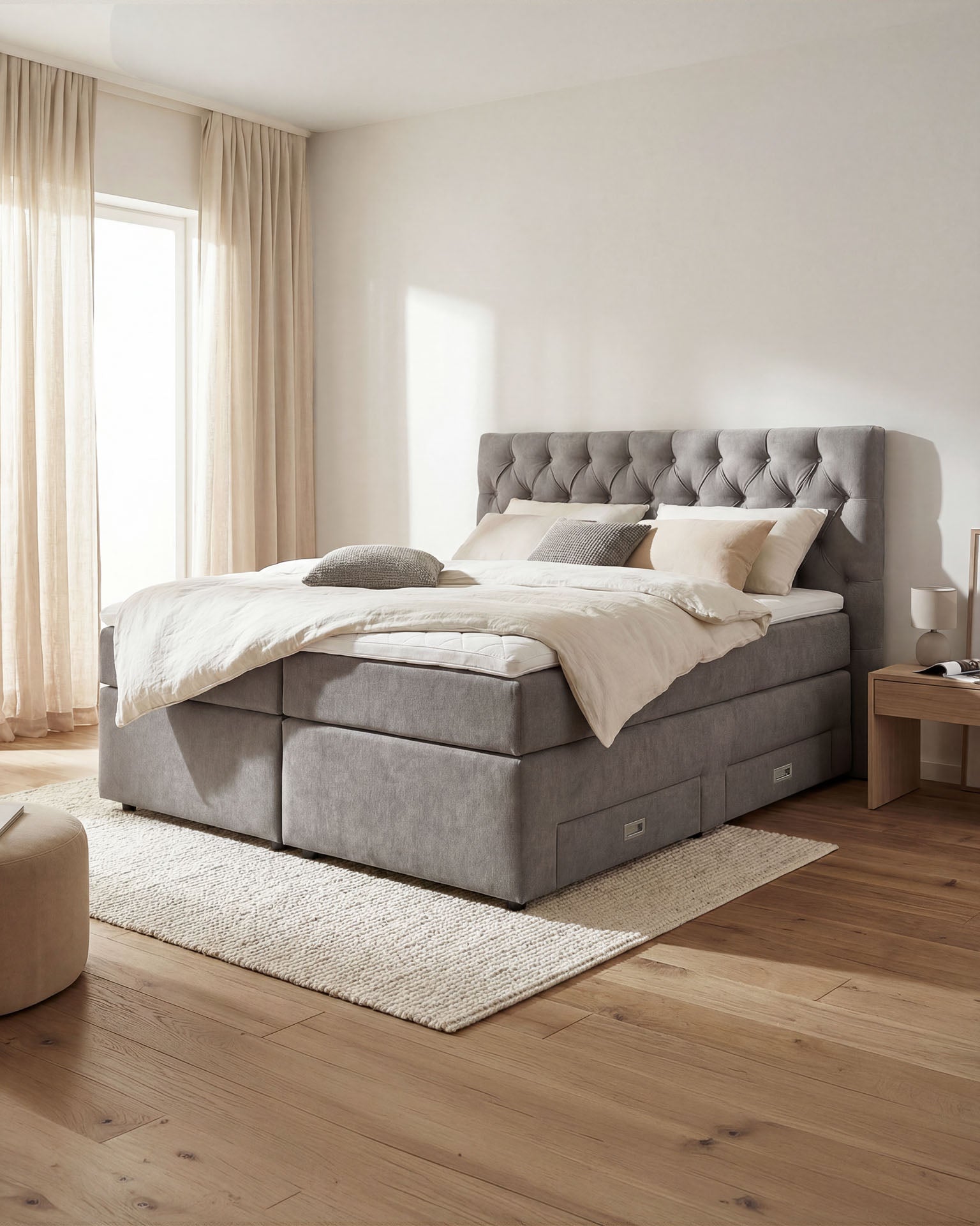 [SKU:LARA-160-HLG,LARA-180-HLG] Boxspringbett 180x200 160x200 Bett Bettkasten Polsterbett Doppelbett Motorbett Bett elektrisch verstellbar Bett mit Motor