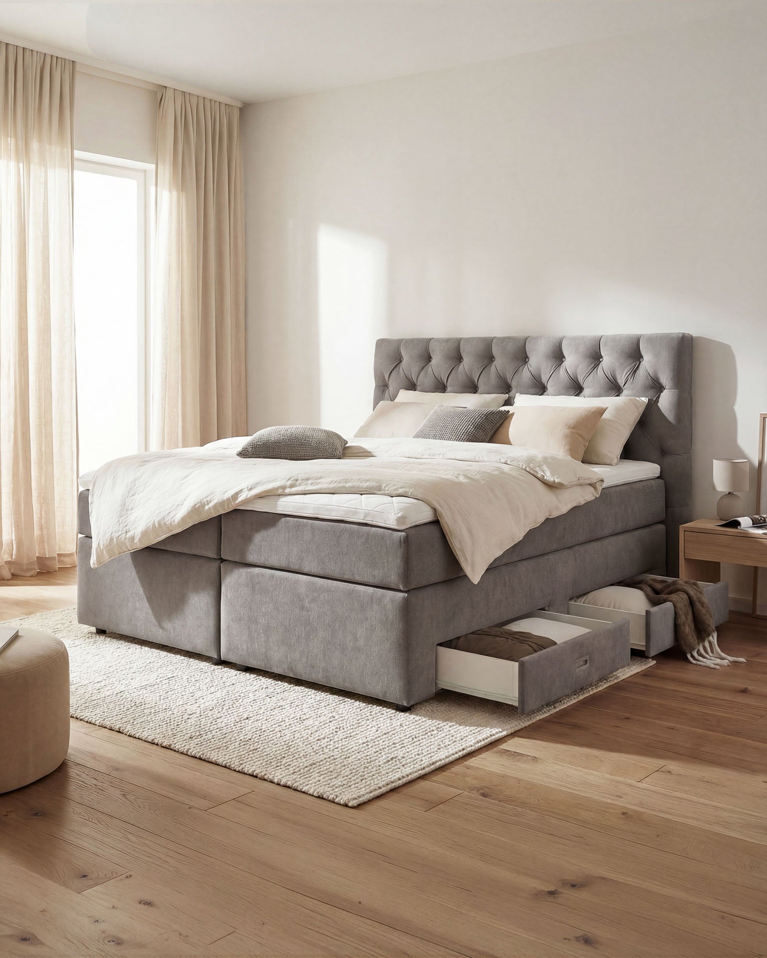 [SKU:LARA-160-HLG,LARA-180-HLG] Boxspringbett 180x200 160x200 Bett Bettkasten Polsterbett Doppelbett Motorbett Bett elektrisch verstellbar Bett mit Motor