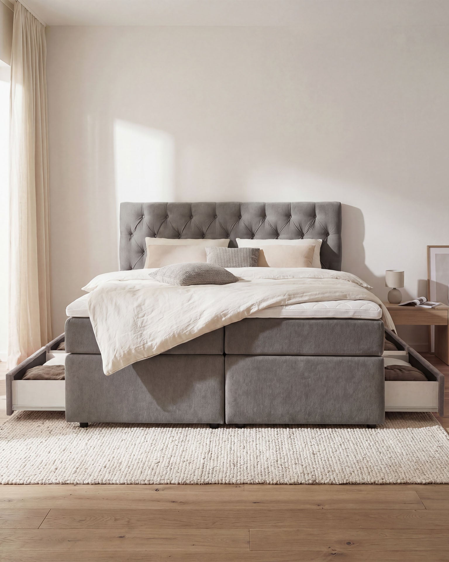 [SKU:LARA-160-HLG,LARA-180-HLG] Boxspringbett 180x200 160x200 Bett Bettkasten Polsterbett Doppelbett Motorbett Bett elektrisch verstellbar Bett mit Motor