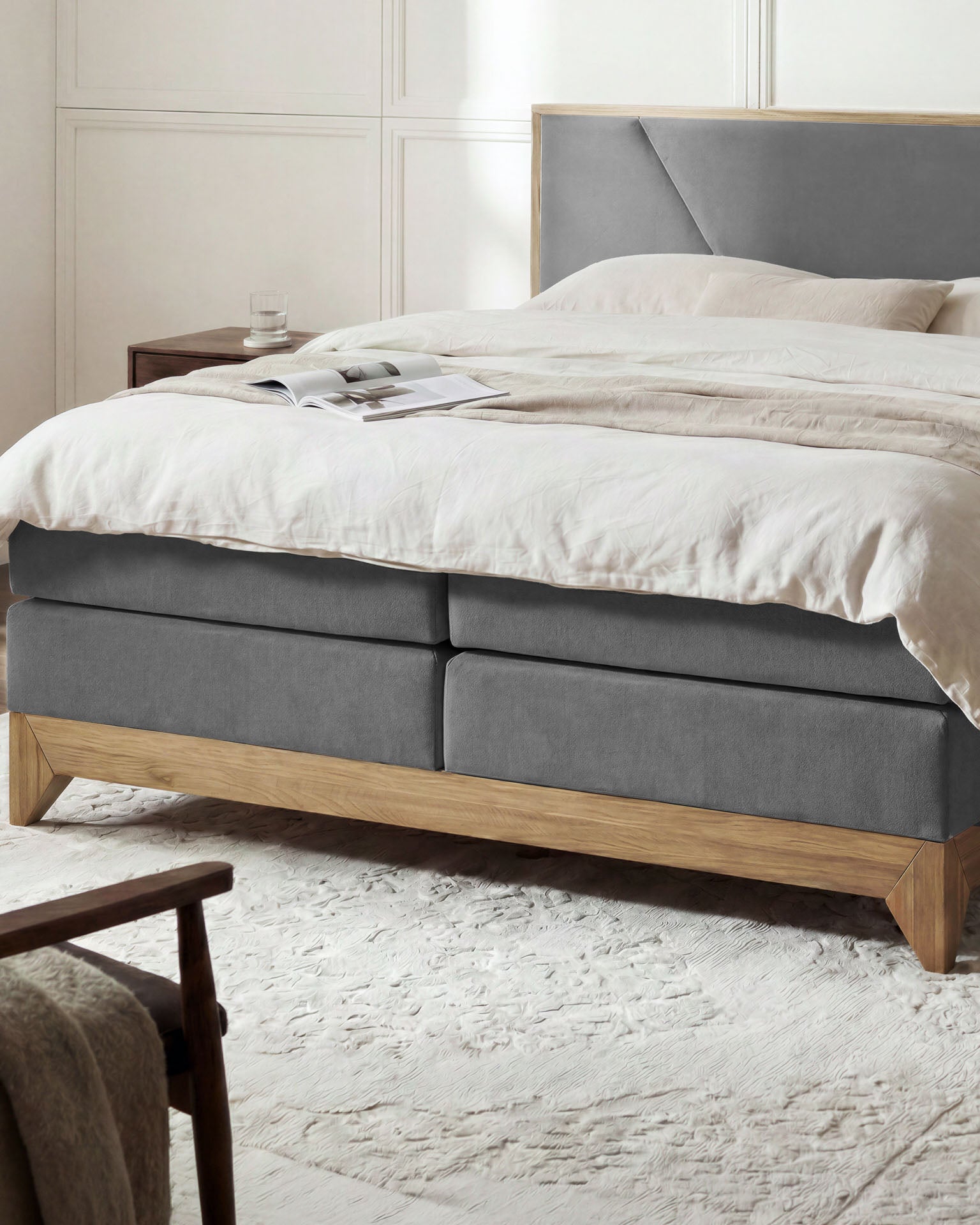 [SKU:RIVIERA-160-ANT,RIVIERA-180-ANT] Boxspringbett 180x200 160x200 Bett Bettkasten Polsterbett Doppelbett Motorbett Bett elektrisch verstellbar Bett mit Motor