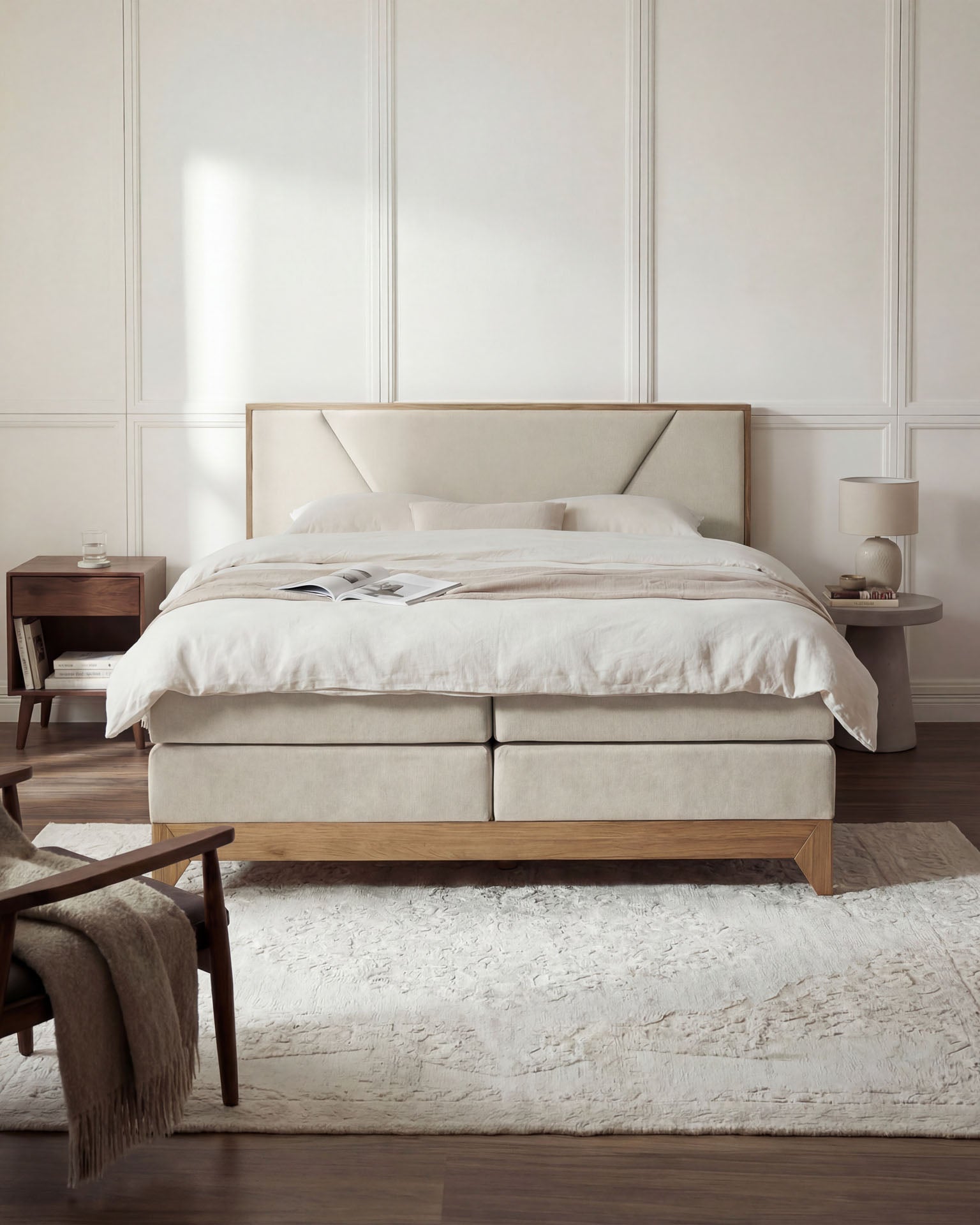 [SKU:RIVIERA-160-BEIGE,RIVIERA-180-BEIGE] Boxspringbett 180x200 160x200 Bett Bettkasten Polsterbett Doppelbett Motorbett Bett elektrisch verstellbar Bett mit Motor
