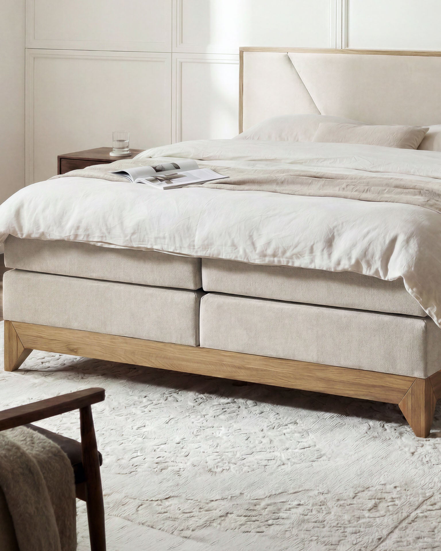 [SKU:RIVIERA-160-BEIGE,RIVIERA-180-BEIGE] Boxspringbett 180x200 160x200 Bett Bettkasten Polsterbett Doppelbett Motorbett Bett elektrisch verstellbar Bett mit Motor
